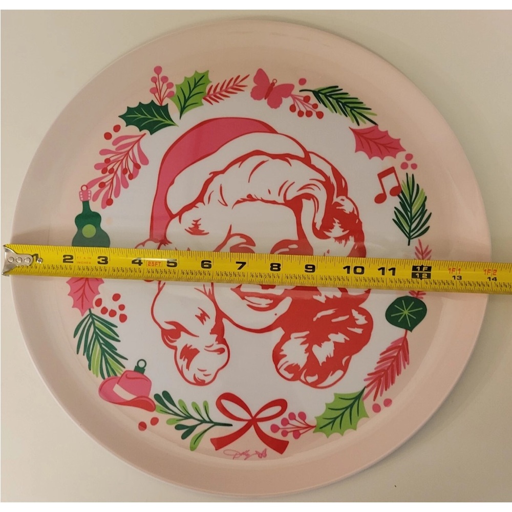 Dolly Parton Christmas Melamine Platter Pink Bow Plate Cookie Tray Viral Tiktok - Picture 4 of 13